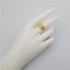 10K Solid Yellow Gold Sparkling Diamond-Cut Gold Nugget Style Ring Size 8